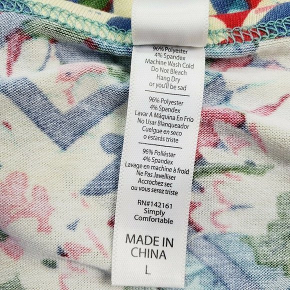 LuLaRoe Perfect T Shirt Top Blouse Yellow Blue Green Pink Floral L Large - Picture 12 of 12